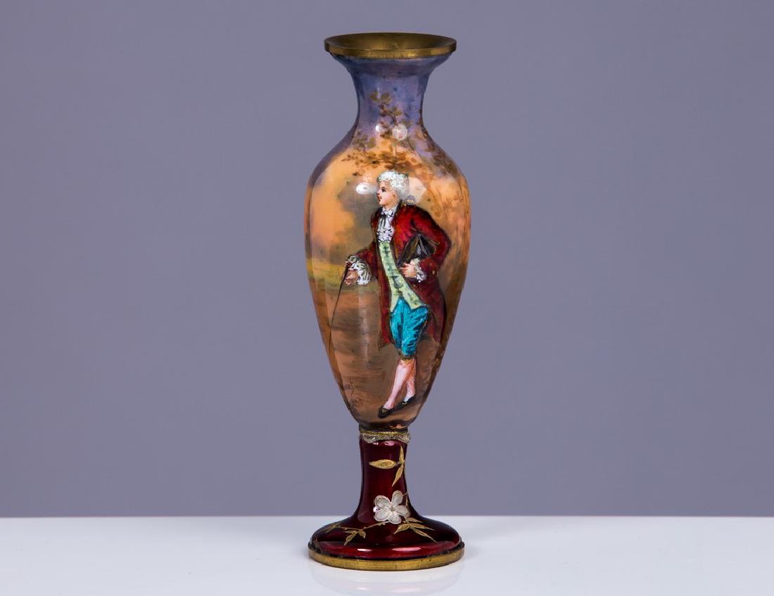 ANTIQUE FRENCH ENAMEL VASE (1 of 3)