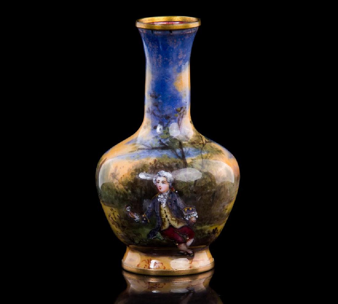 ANTIQUE FRENCH ENAMEL MINIATURE VASE (1 of 4)