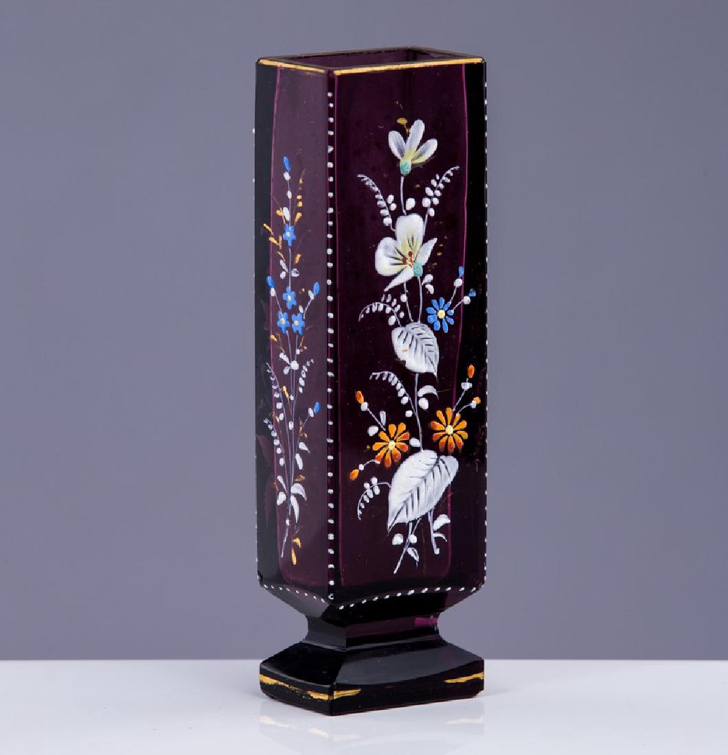 ANTIQUE MOSER HAND PAINTED FLORAL ENAMEL VASE (1 of 4)