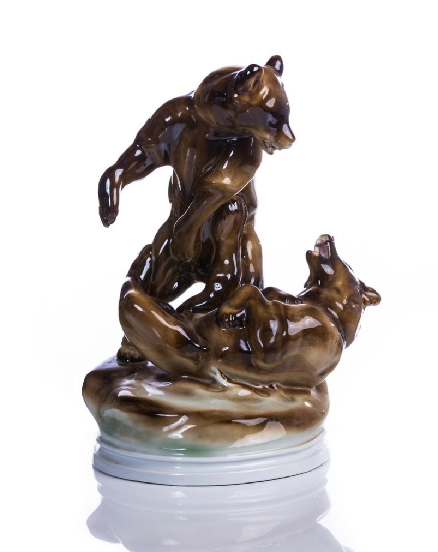 ZSOLNAY PORCELAIN FIGURAL GROUP OF BEARS (1 of 4)