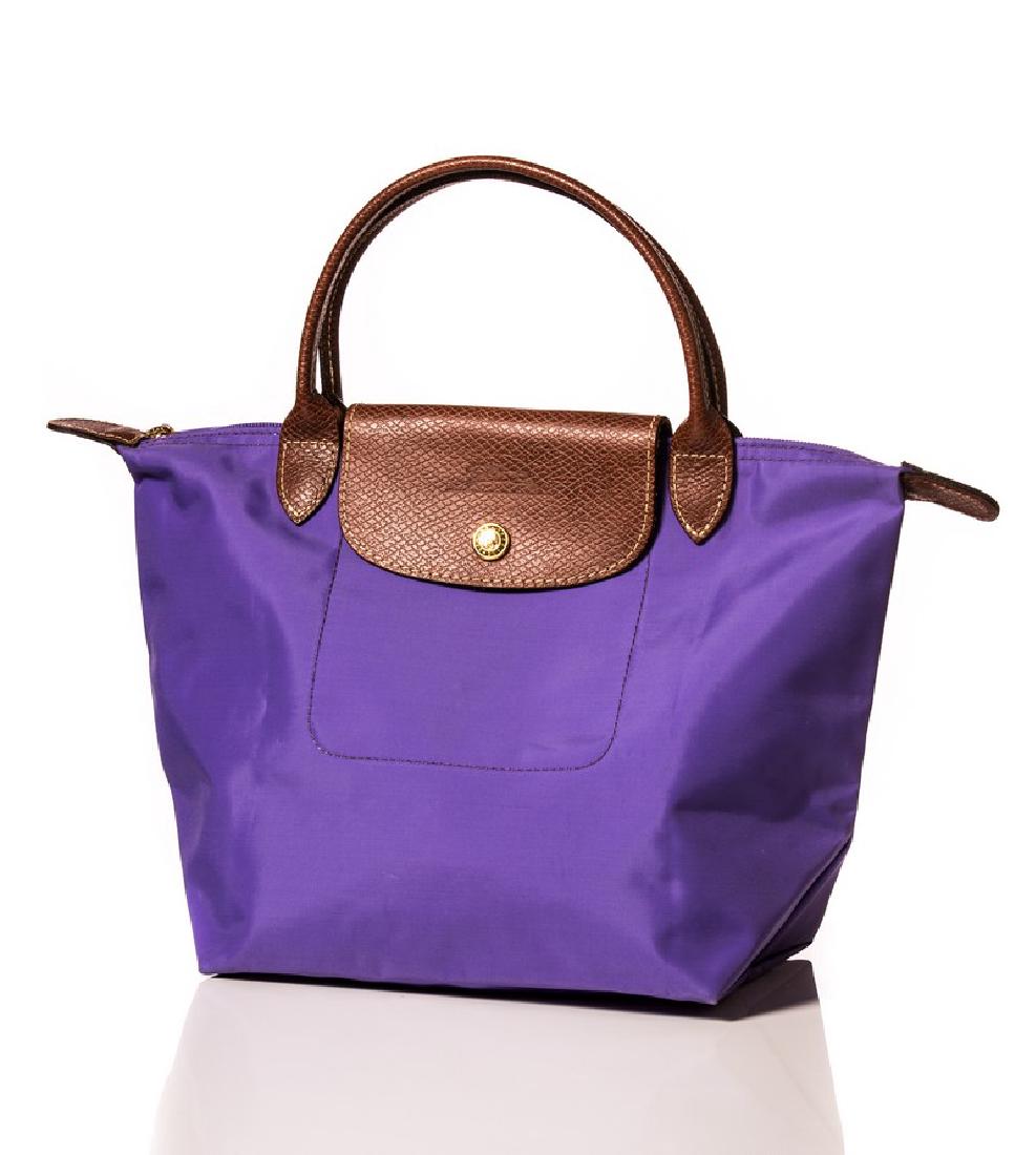 LONGCHAMPS PURPLE CANVAS LEAHTER TRIM BAG (1 of 3)