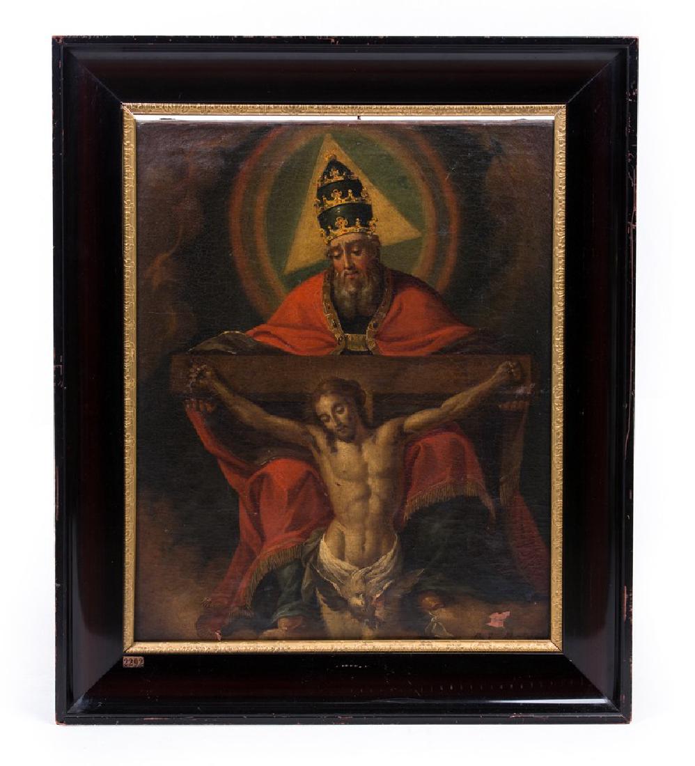 RELIGOUS ANTIQUE OLD MASTER OIL PAINTING ON CANVAS (1 of 4)