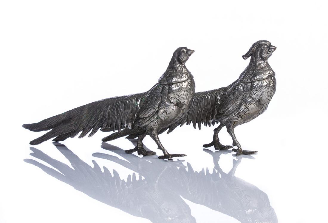 PAIR SILVER PLATED PHEASANTS (1 of 3)