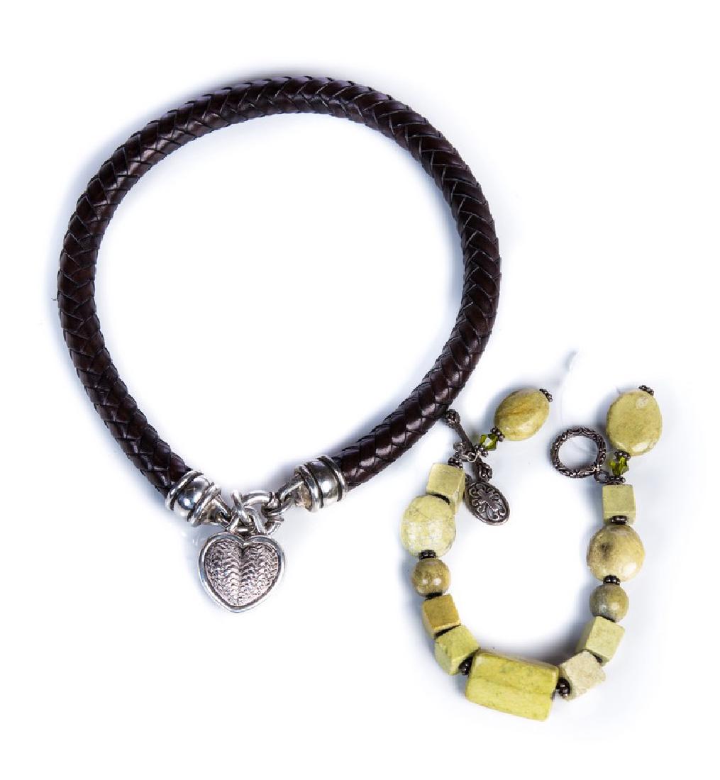 KIESELSTEIN CORD WOVEN LEATHER & SS HEART NECKLACE (1 of 3)