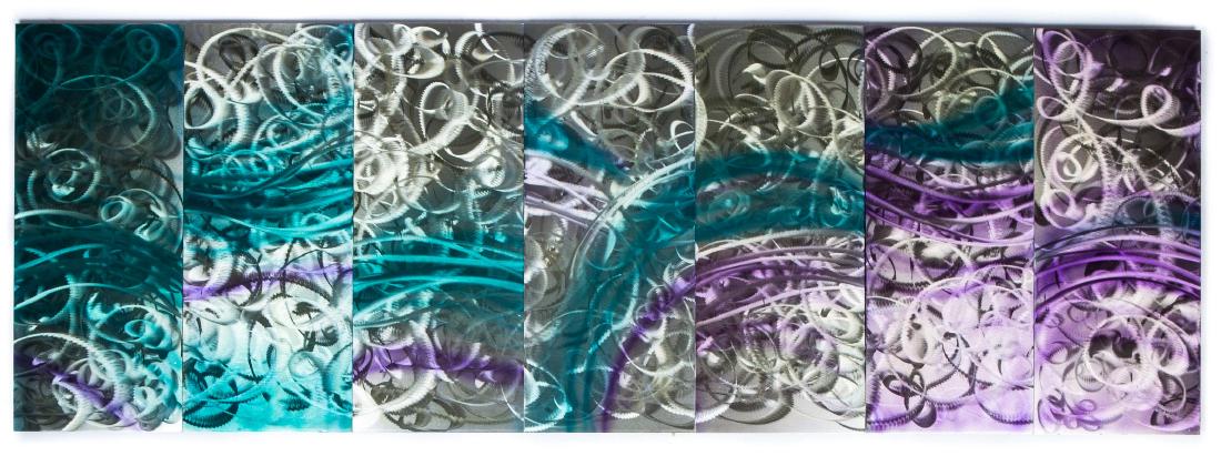 ALUMINUM 7 PANEL HAND PAINTED ART SCULPTURE (1 of 3)