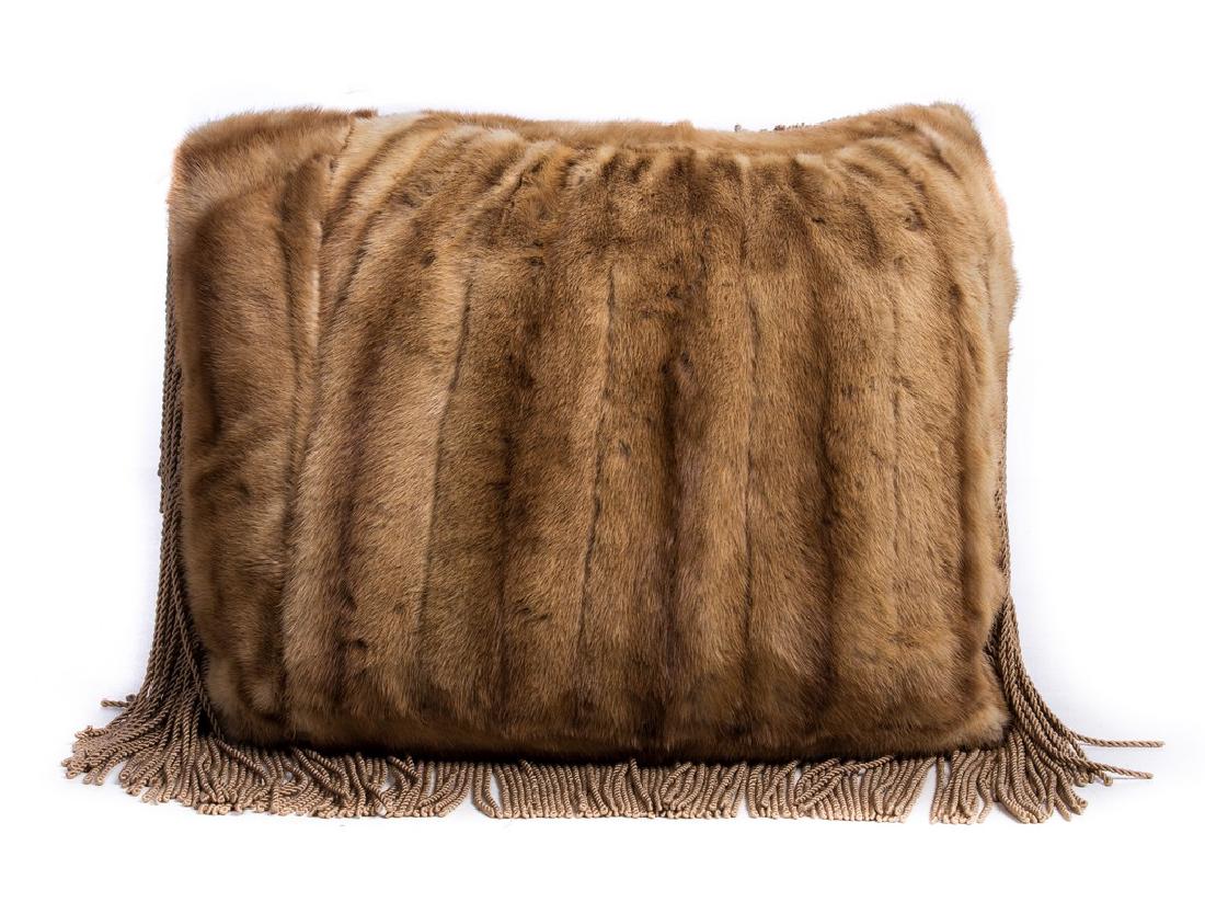VERSACE STYLE SATIN & MINK PILLOW (1 of 4)