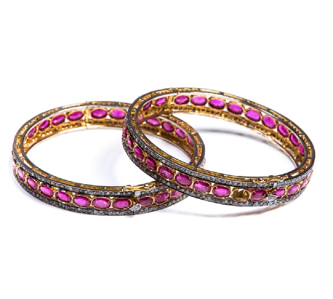 BANGLE RUBY AND DIAMOND BRACELETS (2) (1 of 2)