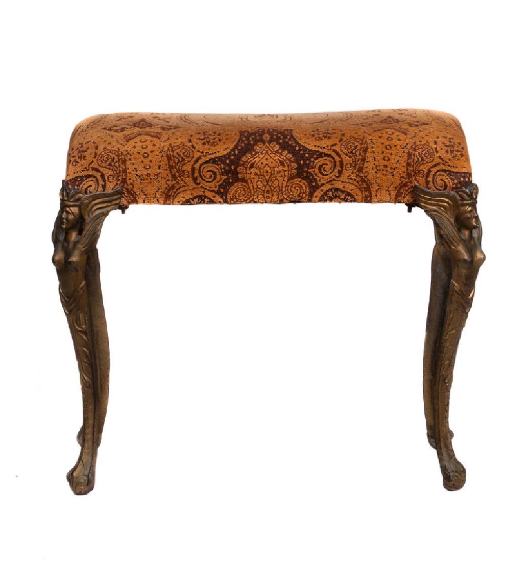 ART DECO PEACH UPHOLSTERED FIGURAL BENCH (1 of 5)