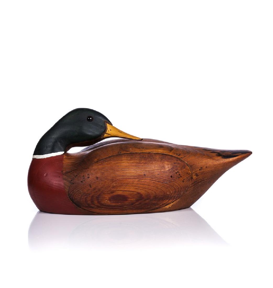 SIGNED CARVED WOODEN DUCK DECOY (1 of 7)