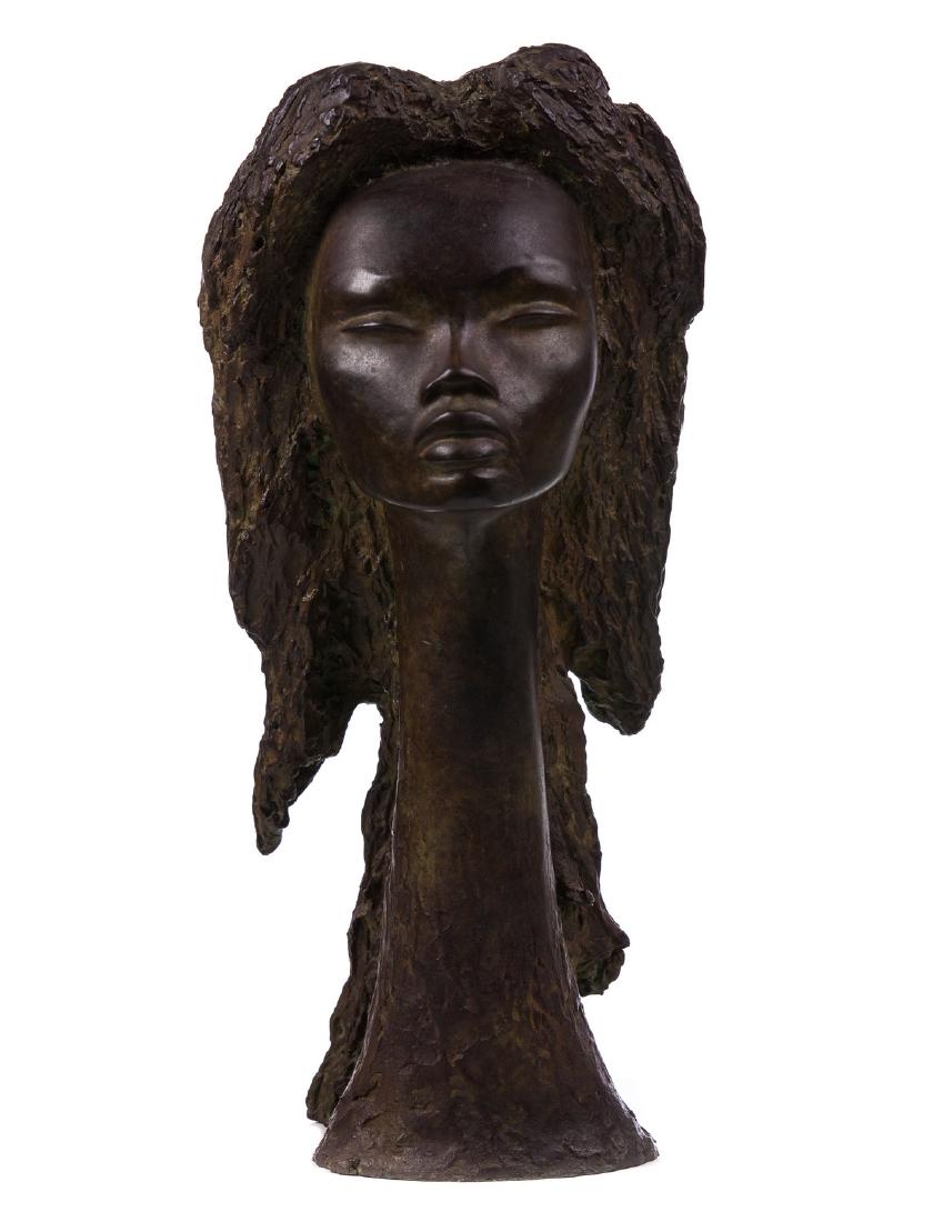 ANGEL BOTELLO (PR 1913 - 1986) BRONZE SCULPTURE: Angel Botello (Puerto Rican 1913 - 1986) bronze sculpture titled "Olga" dated 1976 numbered 1/6. Provenance purchased from artist. Comes with copy of original receipt. Measures approx 7 3/4" h.