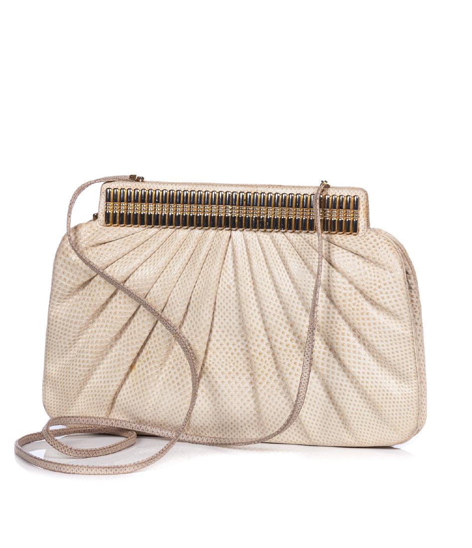 JUDTIH LEIBER CREME REPTILE SKIN PURSE (1 of 3)
