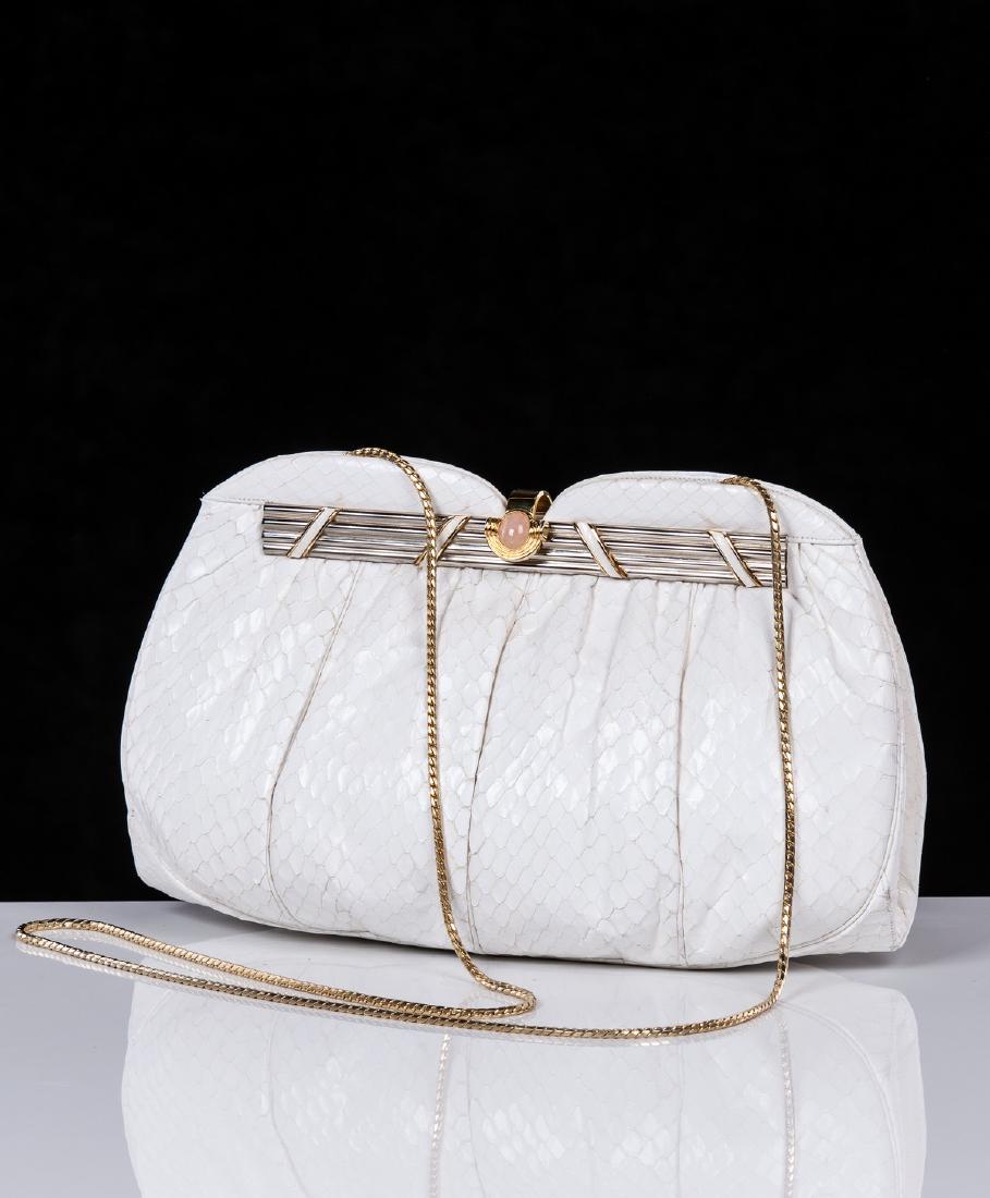 JUDITH LEIBER WHITE SNAKESKIN PURSE (1 of 3)