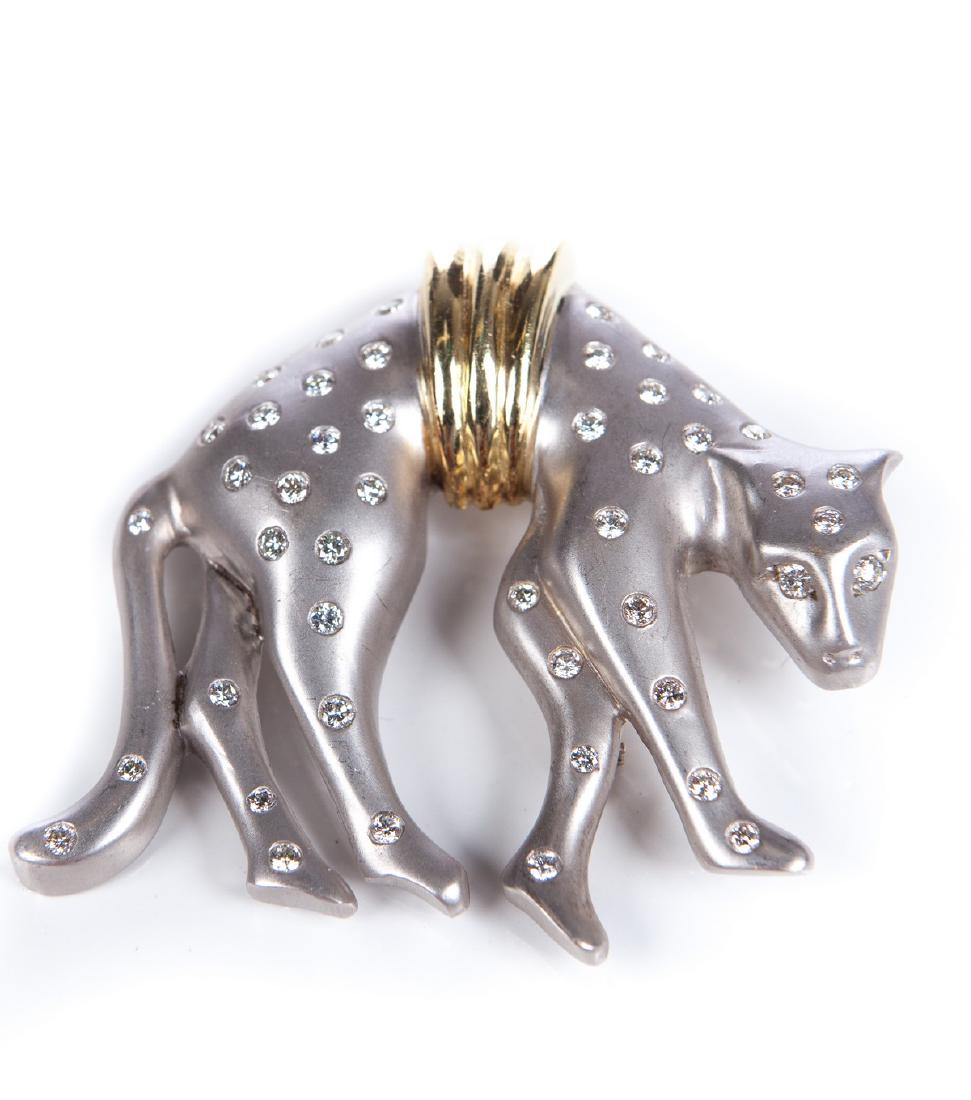 WHITE GOLD PANTHER BROOCH WITH DIAMONDS (1 of 2)