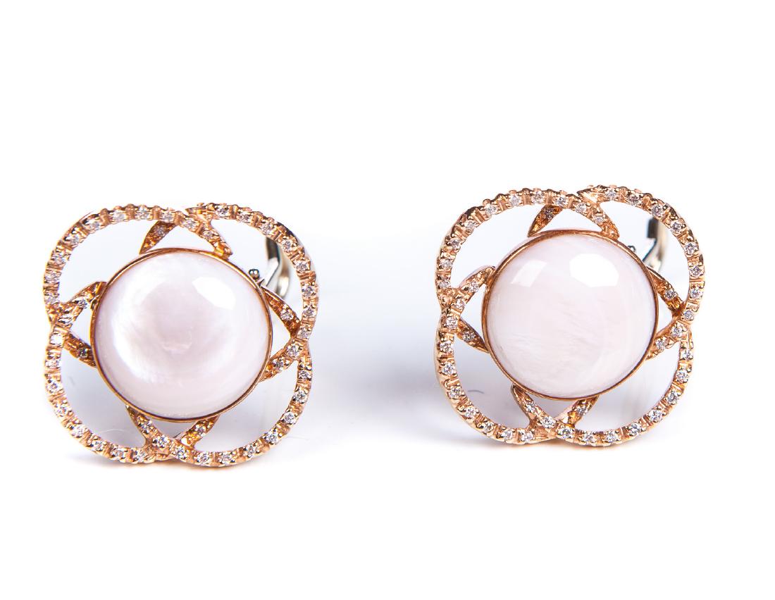 DIAMOND & MOP 750 PINK GOLD EARRINGS (1 of 2)