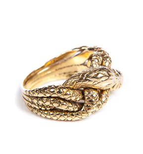 YG PUZZLE SNAKE RING: YG 3 bank snake puzzle ring sitting together. Antique and textured gold . size 6