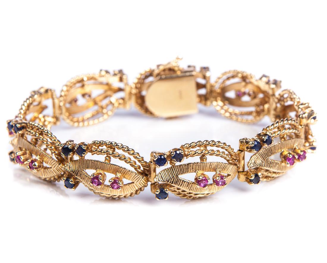 YG 14 KT RUBY & SAPPHIRE BRACELET (1 of 5)