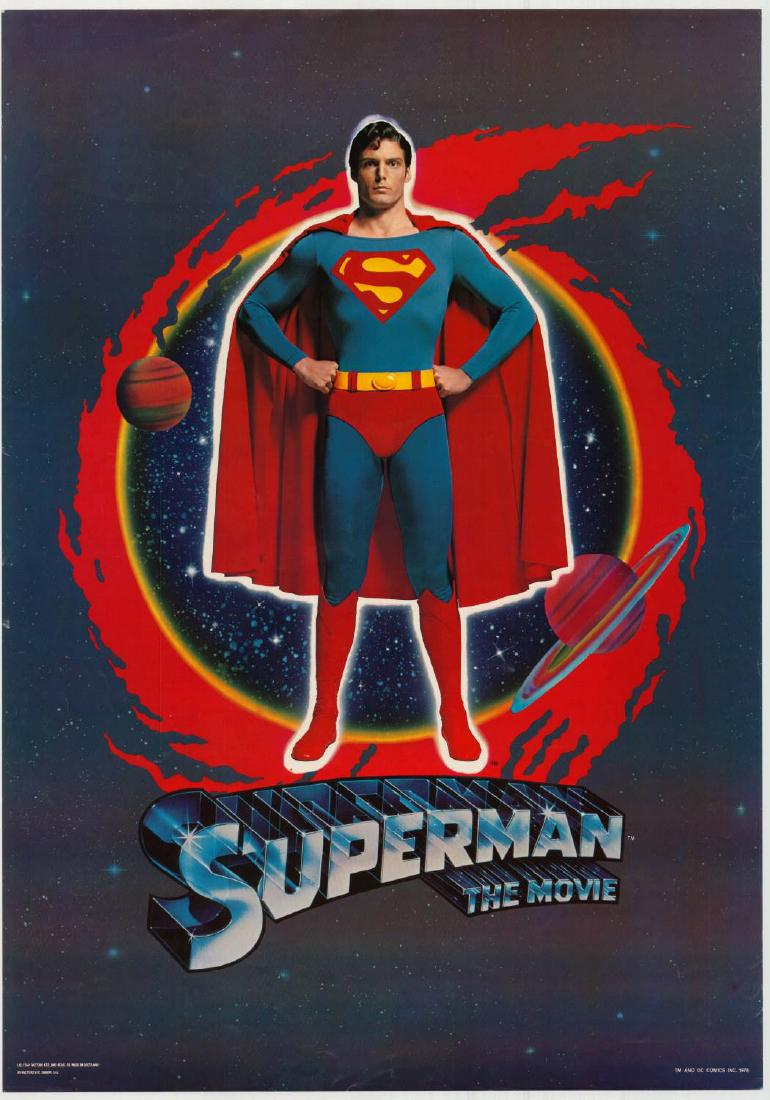 Movie poster - SUPERMAN - Richard DONNER - 1978: Original British poster folded, in good condition, Rolled, 20x27in. (Standard shipping will be charged at : Outside France : 15 euros flat/25 euros rolled - Inside France : 8 euros/15 euros rolled. Pl