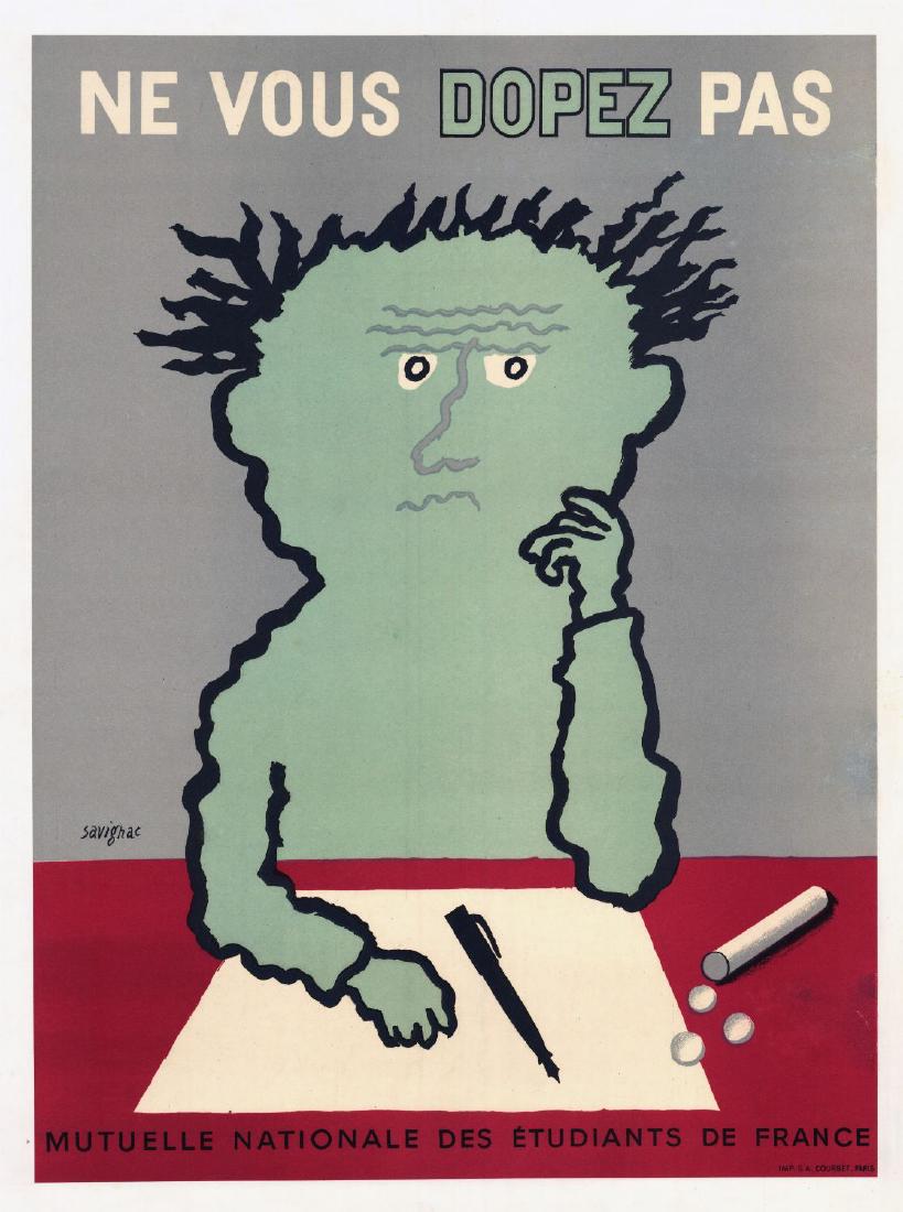 SAVIGNAC - NE VOUS DOPEZ PAS - 1956: Original poster rolled - 40x60cm/16x23in. (Standard shipping will be charged at : Outside France : 15 euros flat/25 euros rolled - Inside France : 8 euros/15 euros rolled. Please contact us for more i