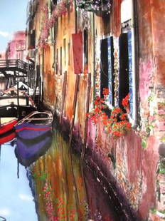 Martin Roberts "Canal With Roses" Hand Signed Litho: Artist: Martin RobertsTitle: "Canal With Roses" Image Dimensions: 7" x 11" Paper Dimensions: 11" x 14"Medium: Lithograph of Hand Painted B&W PhotoHand Signed and Plate SignedMartin Roberts began his a