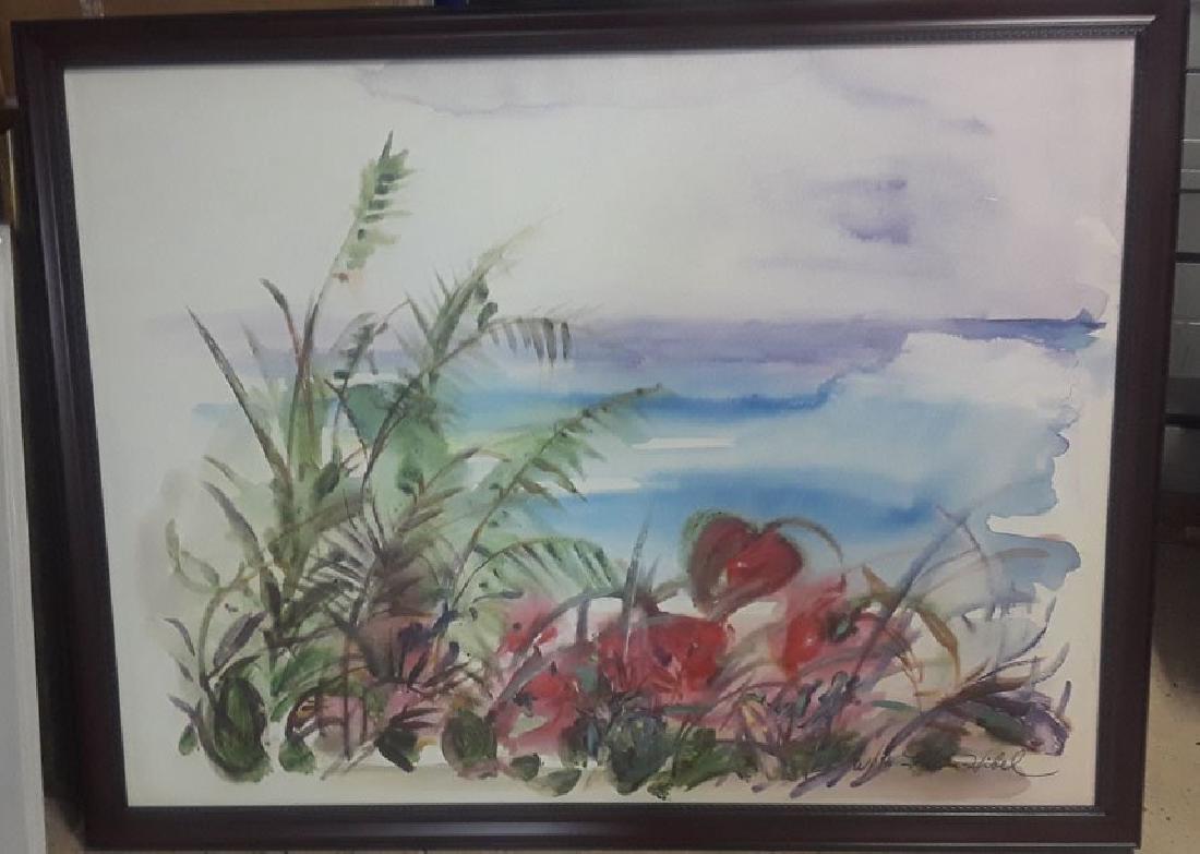 Edna Hibel Unique Original on Canvas Hand Signed "Beach (1 of 2)
