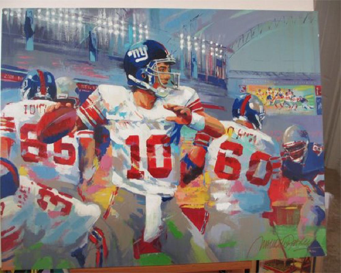 Malcolm Farley Miracle in the Desert NY Giants Patriots: MALCOLM FARLEY EMBELLISHED STRETCHED GICLEE ON CANVAS"MIRACLE IN THE DESERT" NY GIANTS PATRIOTS GAME Hand Signed by the Artist, Malcolm Farley Up for sale is this Limited Edition, Hand Signed, Hand Em