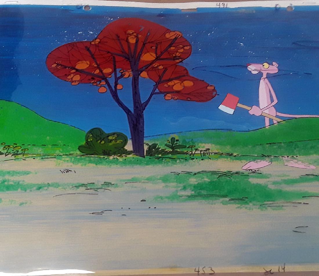 PINK PANTHER HAND PAINTED BACKGROUND & ORIGINAL CARTOON (1 of 1)