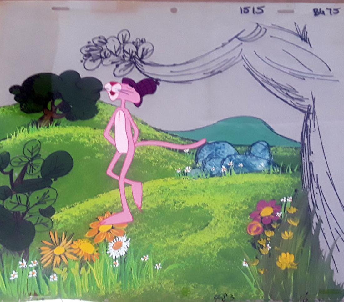 PINK PANTHER HAND PAINTED BACKGROUND & ORIGINAL CARTOON (1 of 1)