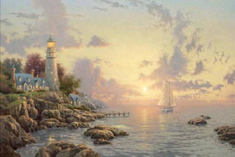 Thomas Kinkade "The Sea of Tranquility" Signed proof: Thomas KinkadeLithograph Proof on Paper"The Sea of Tranquility"This lithograph proof by Thomas Kinkade named "The Sea of Tranquility". The piece features a beautiful ocean scene with a traditional Ame