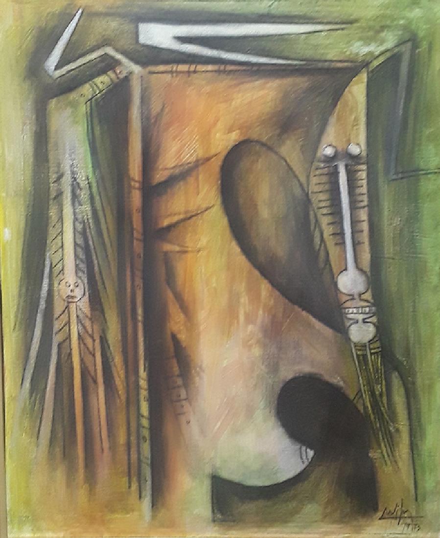 Wifredo Lam (1902-1982) Mix Media On Canvas 1973 (1 of 5)