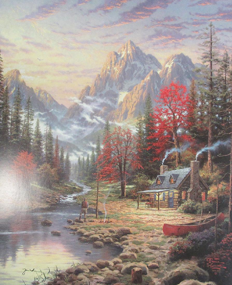 Thomas Kinkade, "The Good Life" lithograph on paper: The Good Life is one of Thomas Kinkade’s most enduring images. The image size is 24? x30? . n The Good Life, third and final piece in my Beginning of a Perfect Evening collection, I have in effect s