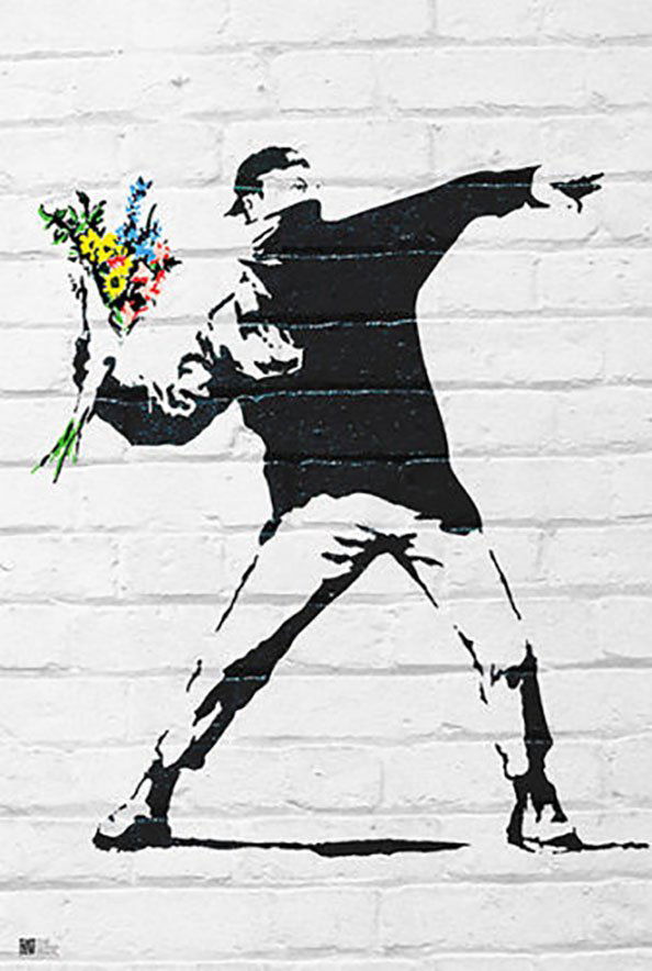 Banksy Flower Bomber Figurative Illustration  offset Li (1 of 1)