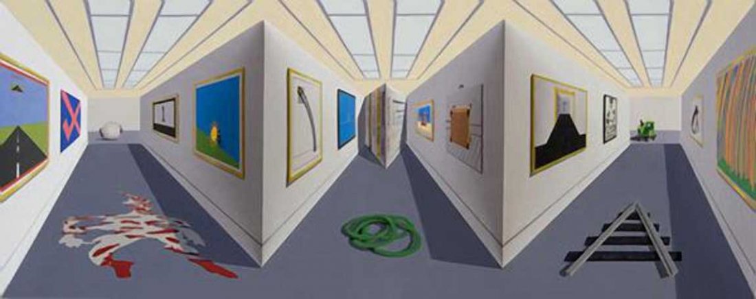 Patrick Hughes SHOW 2011 , 3 D Hand painted multiple: Patrick Hughes SHOW 2011 , 3 D Hand painted multiple with lithography 2011, lithograph, signed/num. in pencil, Edition 50 Paper size: 17 x 34.3/4 x 7.1/4 in Images size: 17 x 34.3/4 x 7.1/4 in in orig