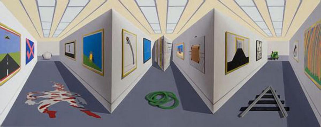 Patrick Hughes SHOW 2011 , 3 D Hand painted multiple: Patrick Hughes SHOW 2011 , 3 D Hand painted multiple with lithography 2011, lithograph, signed/num. in pencil, Edition 50 Paper size: 17 x 34.3/4 x 7.1/4 in Images size: 17 x 34.3/4 x 7.1/4 in in orig