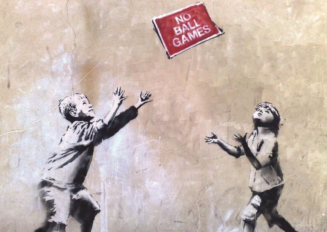 BANKSY NO BALL GAMES OFFSET LITHOGRAPH FRAMED (1 of 1)