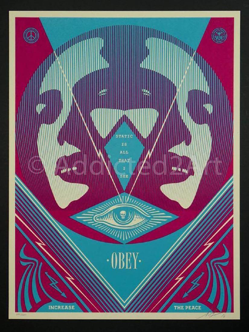 I See Static Screen Print By Shepard Fairey Hand signed: Artist: Shepard Fairey Title: I see static Year: 2016 Run: 300 Technique: Screen Print Paper: Cream Speckle Tone paper Size (in): 18 X 24 Markings: Signed & Numbered