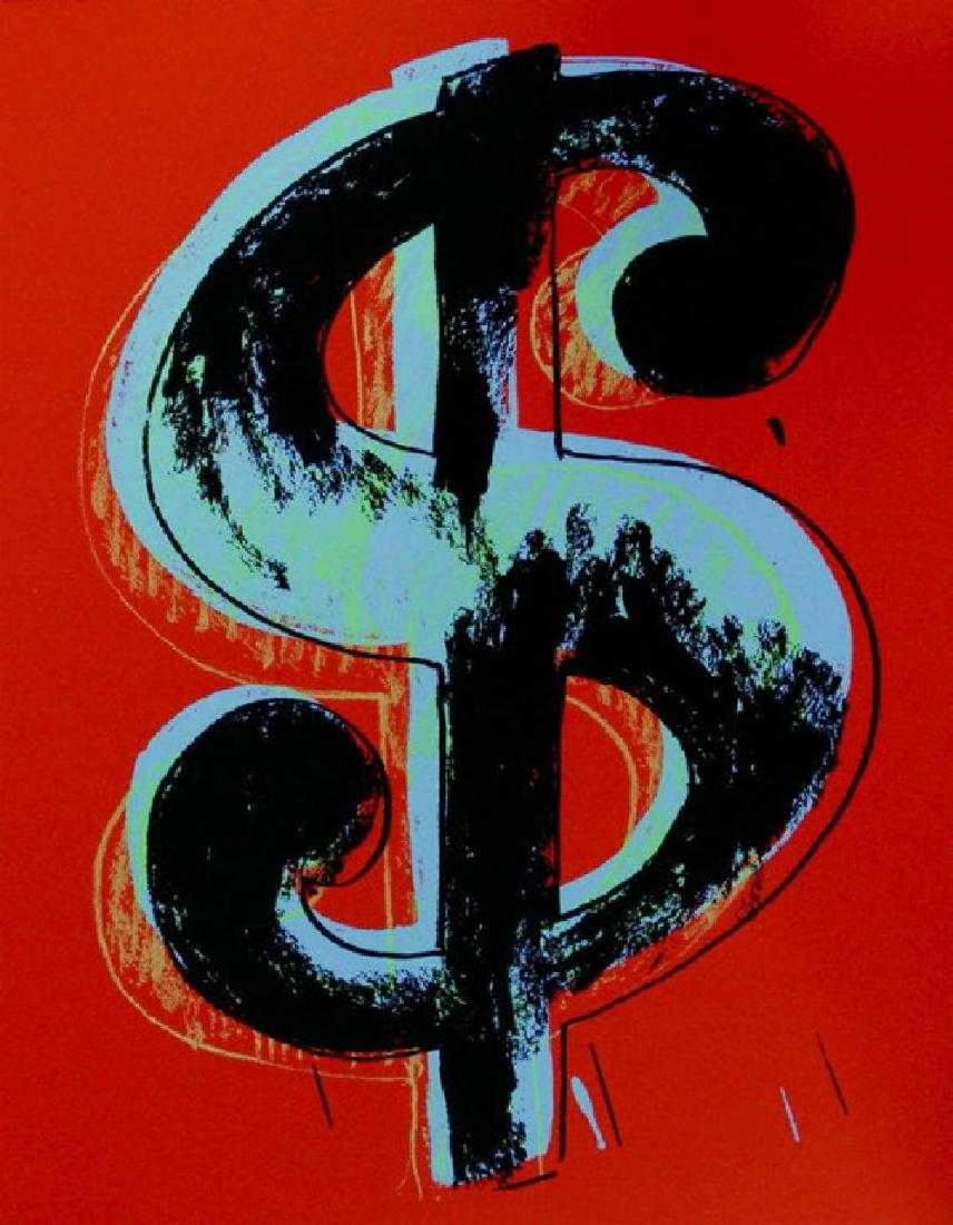 Andy Warhol "Dollar Red" Original Screeenprint Sunday B: Warhol, Andy - USA Artwork Title: $ Dollar Sign, $$$$ Red $$$$, as shown in photo Medium: Original Screen print / Serigraph / Silkscreen