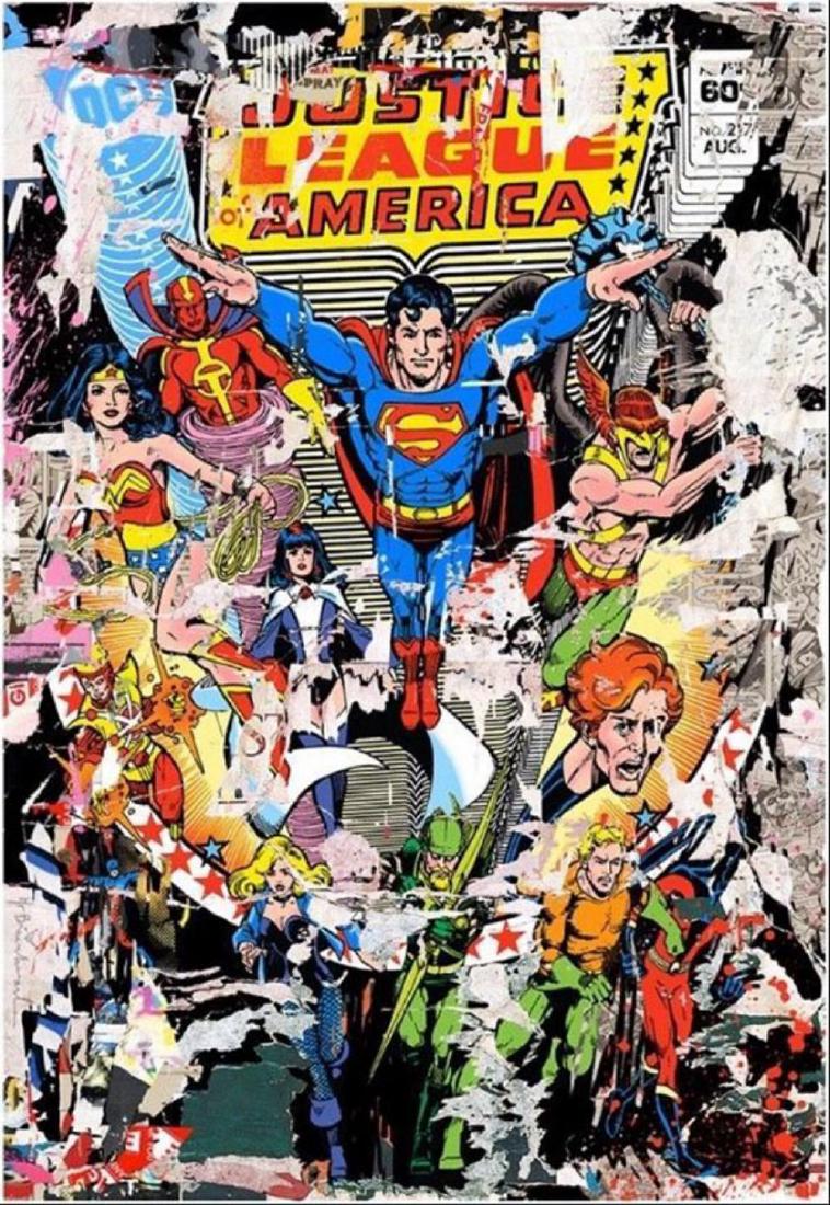 MR BRAINWASH, THE HEROES, JUSTICE LEAGUE SERIGRAPH S/N (1 of 3)