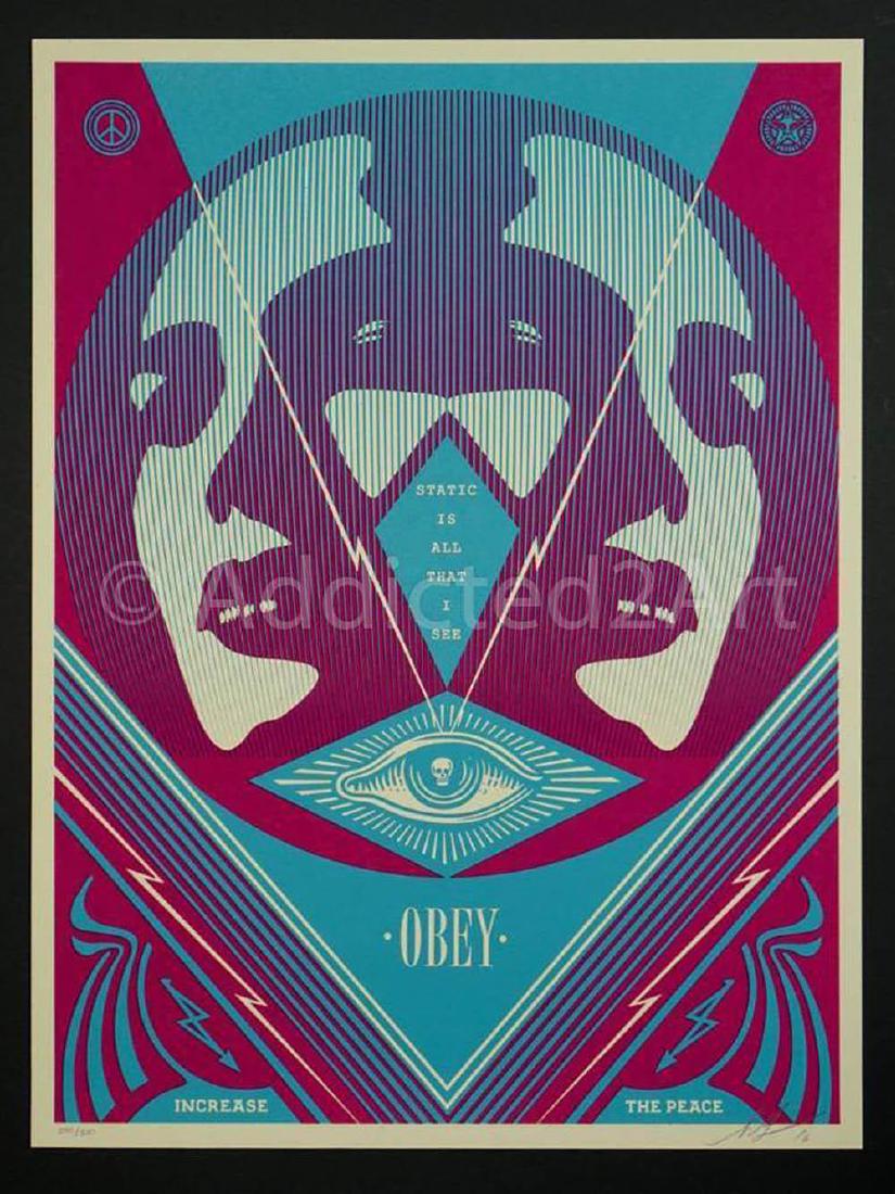 I See Static Screen Print By Shepard Fairey Hand signed: Artist: Shepard Fairey Title: I see static Year: 2016 Run: 300 Technique: Screen Print Paper: Cream Speckle Tone paper Size (in): 18 X 24 Markings: Signed & Numbered