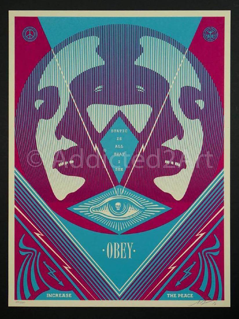 I See Static Screen Print By Shepard Fairey Hand signed: Artist: Shepard Fairey Title: I see static Year: 2016 Run: 300 Technique: Screen Print Paper: Cream Speckle Tone paper Size (in): 18 X 24 Markings: Signed & Numbered