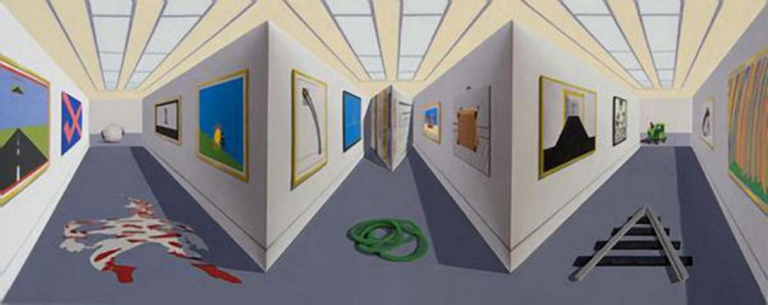 Patrick Hughes SHOW 2011 , 3 D Hand painted multiple: Patrick Hughes SHOW 2011 , 3 D Hand painted multiple with lithography 2011, lithograph, signed/num. in pencil, Edition 50 Paper size: 17 x 34.3/4 x 7.1/4 in Images size: 17 x 34.3/4 x 7.1/4 in in orig