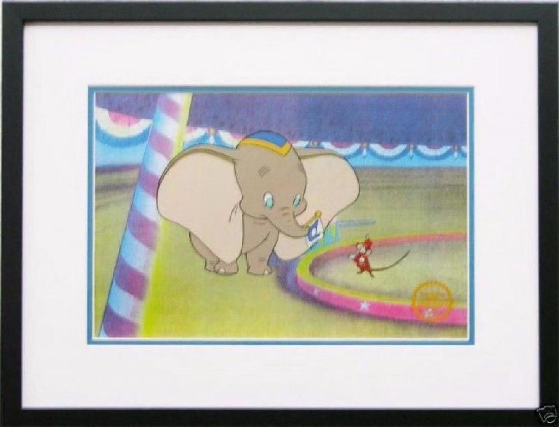 Disney Framed Animation Cel "Dumbo" Timothy mouse: FRAMED LIMITED EDITION DISNEY ANIMATION SERICEL - "DUMBO" (with Timothy Mouse)SHIPPED IN STURDY BOX PERFECT FOR GIFT WRAPPING !UV Plexiglass to protect and preserve artwork; finished back; hanging wir