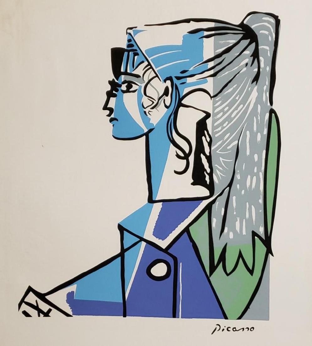 Pablo Picasso Sylvette David in Green Chair, original: Pablo Picasso Sylvette David in Green Chair, original lithograph Printed in 1954 signed in plate from an unknown edition size Approx: 30" x 24"