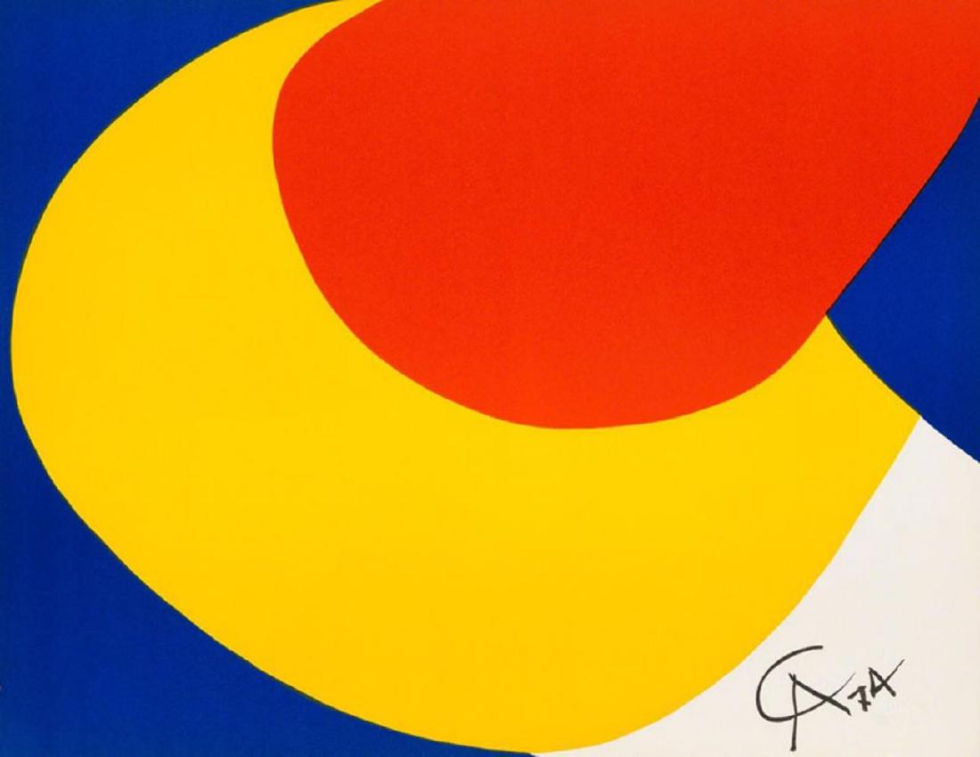 ALEXANDER CALDER, Convection 1972 Lithograph: In 1972, Dallas based Braniff International Airways commissioned Alexander Calder to paint a full-size Douglas DC-8-62 airliner as a "flying canvas." Models of the aircraft were sent to Calder at his 