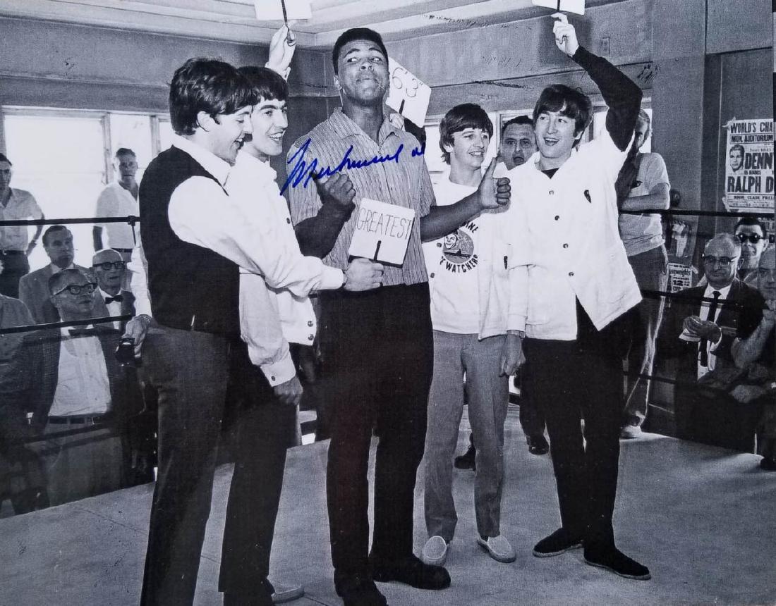 MUHAMMAD ALI 8" x 10" Autographed Photo w/The Beatles: MUHAMMAD ALI, A rare 8" x 10" Autographed Photo w/The Beatles