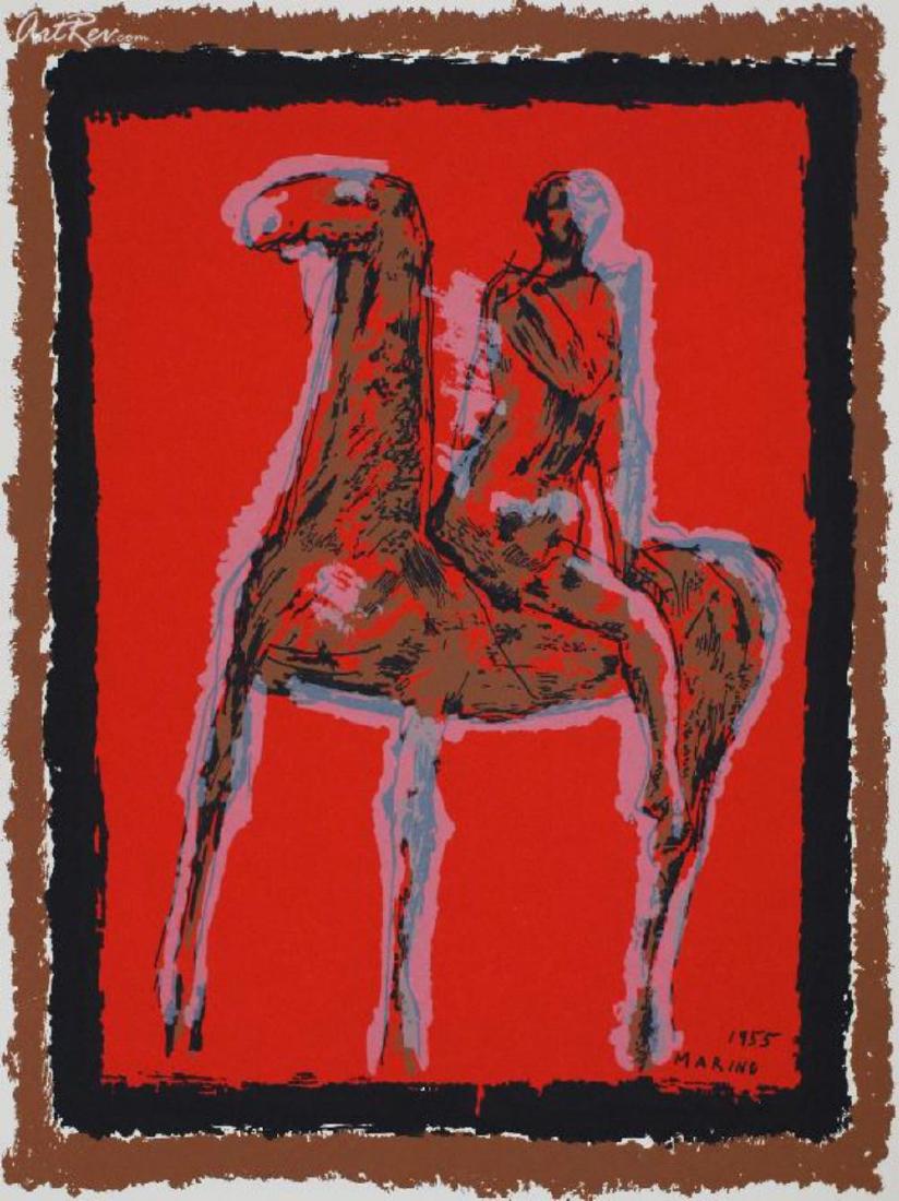 Le Chevalier By Marino Marini Lithograph on Paper 1955: Marino Marini, Le Chevalier Lithograph on Paper. It measures approximately 16W x 20H (Inches). Le Chevalier by Marino Marini is a Limited Edition Plate-Signed artwork.