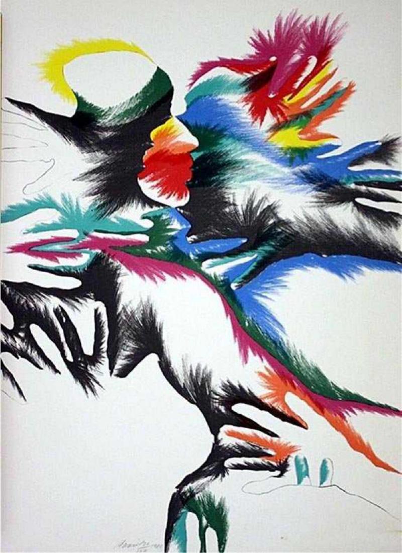 Marisol Escobar HS/N Signed Color Lithograph Blackbird: MARISOL ESCOBAR- "Blackbird Love"Up for sale is this Limited Edition Hand Signed and Numbered Limited Edition Color Lithograph. 1980 hand signed lithographImage Size: "31h x 22w"Edition Size: 150Maris