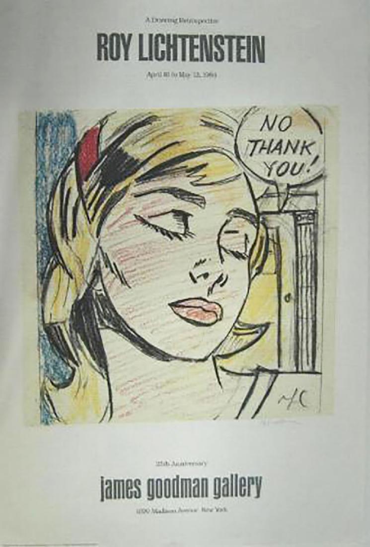 ROY LICHTENSTEIN A Drawing Retrospective, (No Thank: ROY LICHTENSTEIN A Drawing Retrospective, (No Thank you) offset lithograph original poster Paper size: 24 x 36inch Images Size: 19.3/4 x 20 inch
