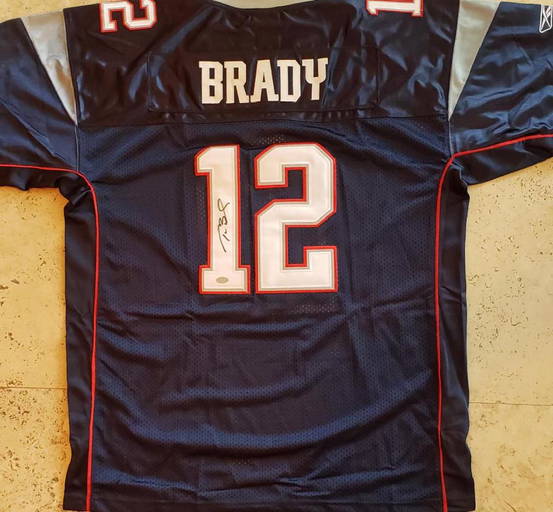 Tom Brady Autographed and Framed Navy Michigan Jersey