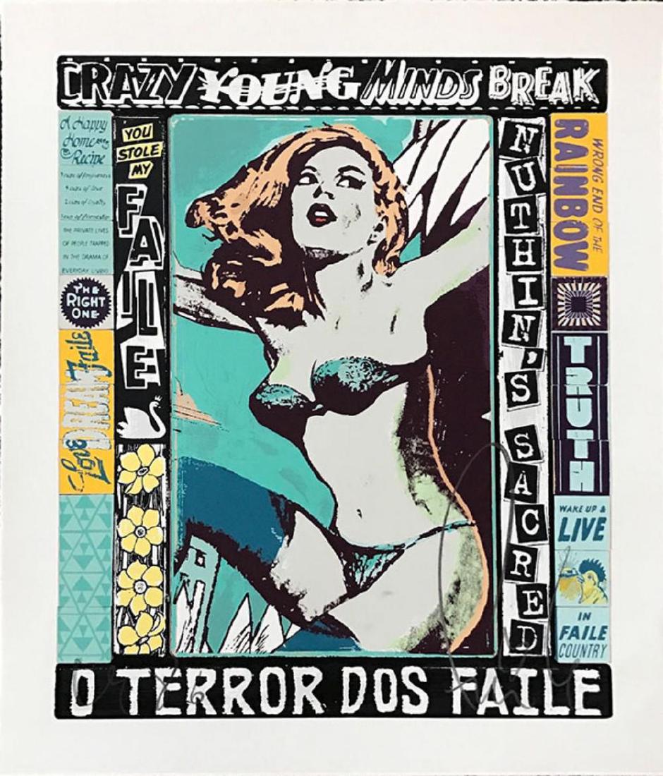 FAILE, THE RIGHT ONE, HAPPENS EVERYDAY 2014 SCREEPRINT: FAILE, THE RIGHT ONE, HAPPENS EVERYDAY . Size: 28 X 24 INCHES Year: 2014 Medium: SILKSCREEN Edition: OF 450 Description: Hand signed and numbered by the artist. 20 Color Silkscreen on 310gsm Coventry