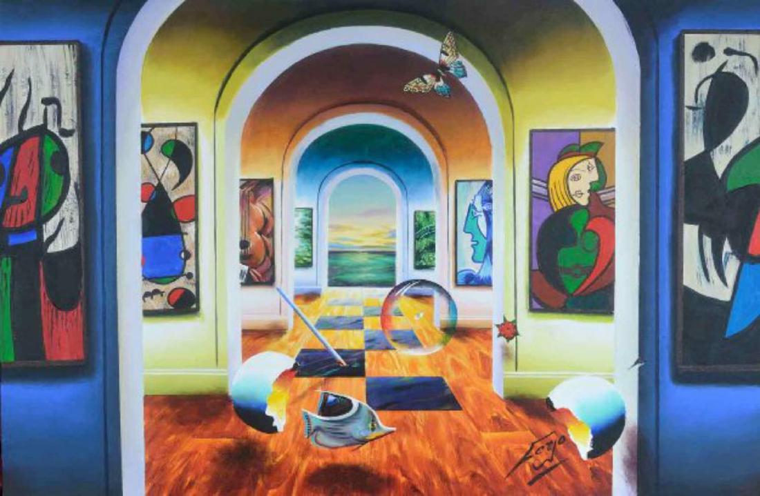 FERJO "Hanging With Miro And Picasso" Oil on canvas: Hanging With Miro And Picasso 2018 (Fernando de Jesus Oliviera) Ferjo Original Painting Oil on Canvas Size: 12 x 16 in | 30 x 41 cm Hand Signed : Hand Signed Lower Right Condition: Excellent Not Frame